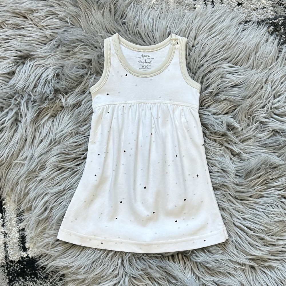Sapling X Kate Waterhouse Girls White Twinkle Twinkle Tank Dress Size 0-3 Month